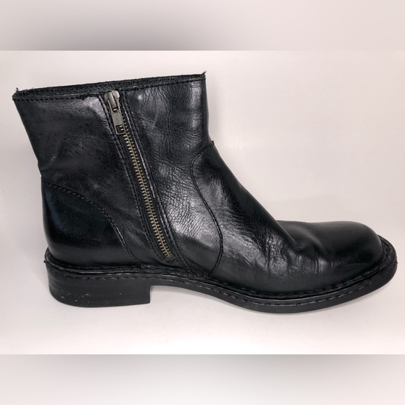 Born Ward Black Leather Side Zip Square Toe Casual Ankle Boots Mens Size 8 - Picture 11 of 12